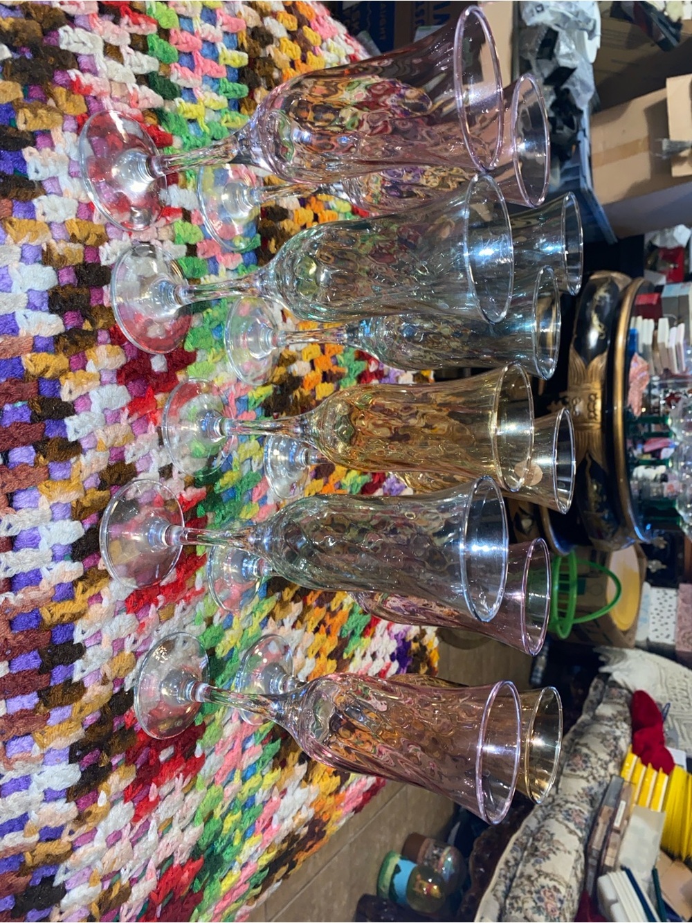 Clear Textured Glass Champagne Flutes - Set of 11
